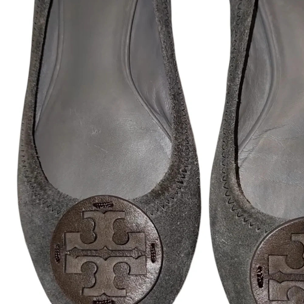 Tory Burch Travel Ballet Flat Taupe Leather and Suede‎ Slip On Shoes Size 6.5